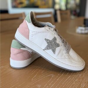 White Sneakers with Glitter Star